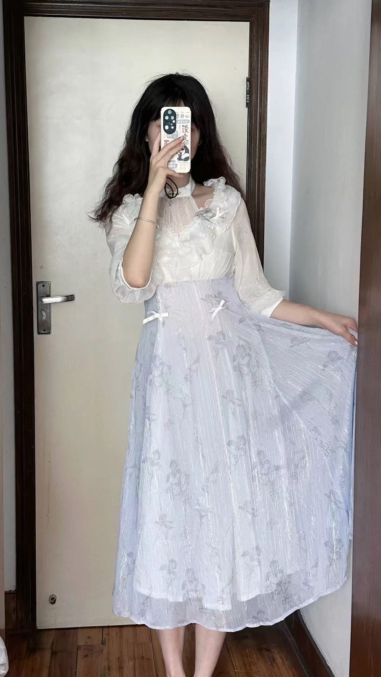 French Vintage Floral Midi Dress - Abito Floreale Lolita da Donna, Vestito