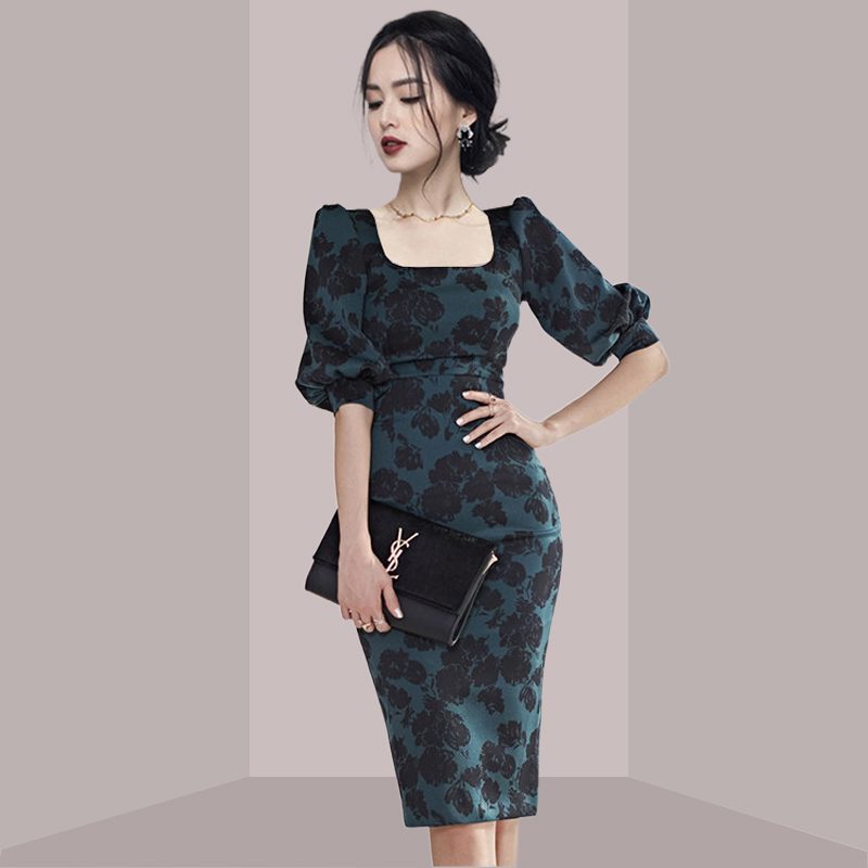 Elegante abito midi a stampa f - French Vintage Floral Midi Dress recensione e prezzo