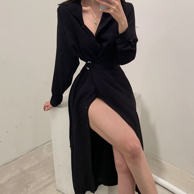 Abito stile camicia con risvol - Korean Style A Line Shirt Dress recensione e prezzo